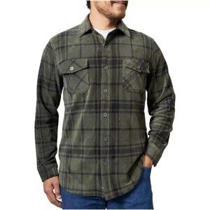 NEW Freedom Foundry Men's  XXL Green Plaid Grizzly Flex Fleece Shirt Stretch